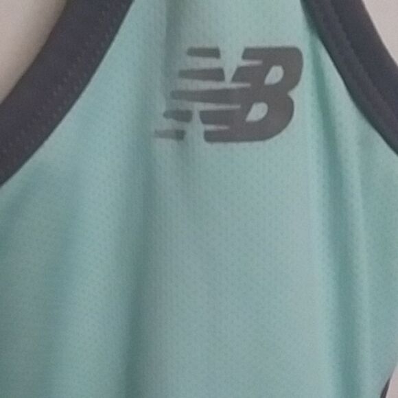 New Balance Tank Top Womens NB DRY Racer Back Bra Athletic Mint Yellow Gray Y2K - Picture 3 of 11
